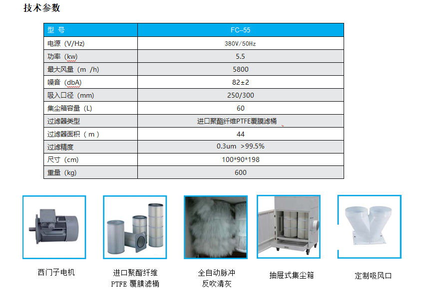 脈沖反吹工業(yè)集塵器FC-55
