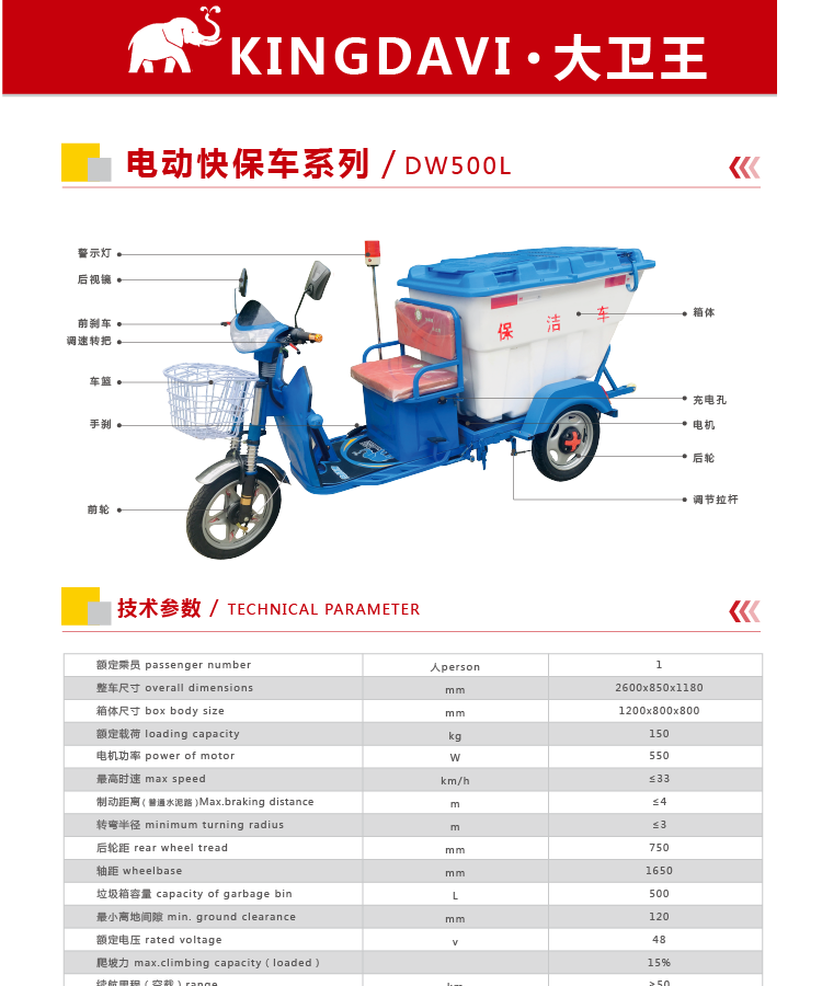 電動保潔車DW500L圖片,參數(shù)
