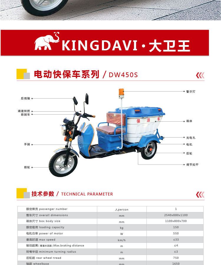 電動(dòng)三輪保潔車DW450S圖片,參數(shù)